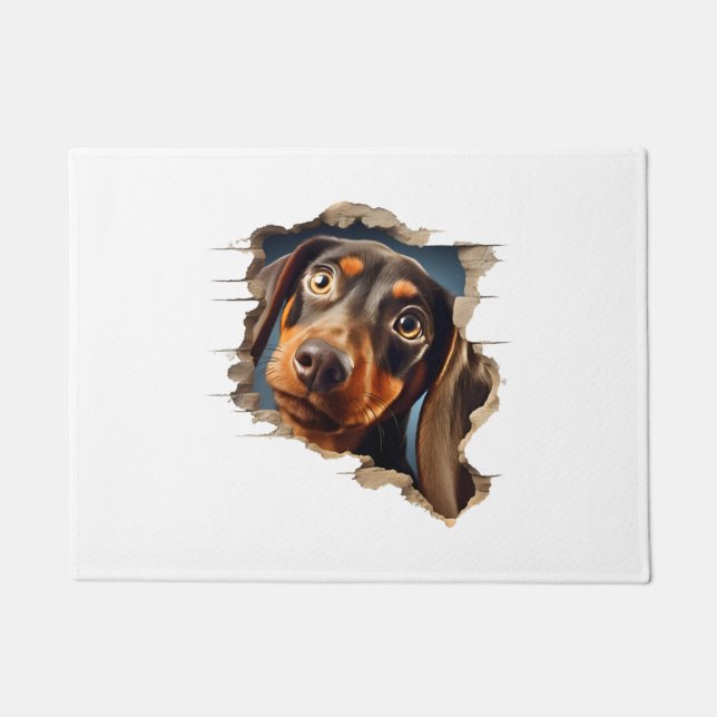 Felpudo Un cachorro de dachshund aguijoneando (Anverso)