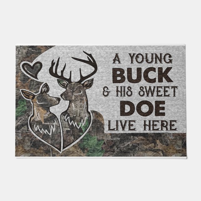 Felpudo Un dólar joven y su dulce perro viven aquí (Anverso)