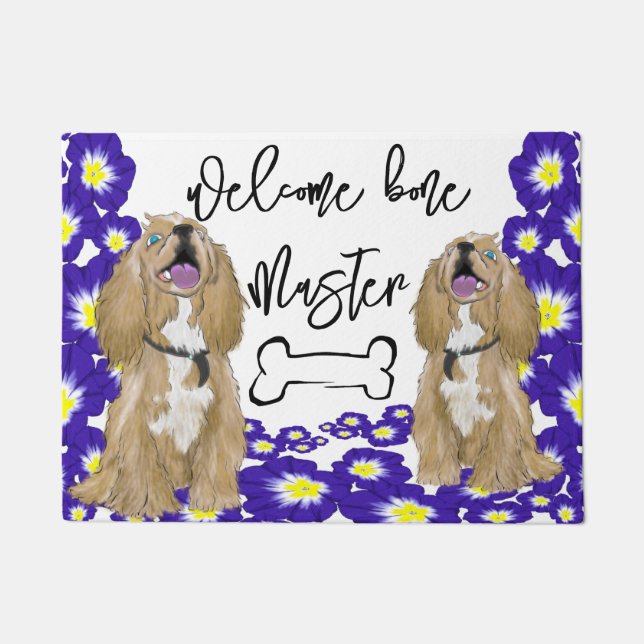 Felpudo Un espátula de cocker en miniatura Bienvenido a ca (Anverso)