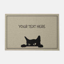 Un felino negro Personalizado Halloween Doormat
