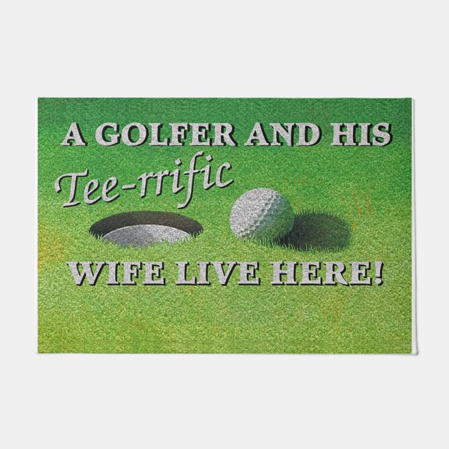 Felpudo Un Golfer Y Su Esposa Viven Aquí (Anverso)