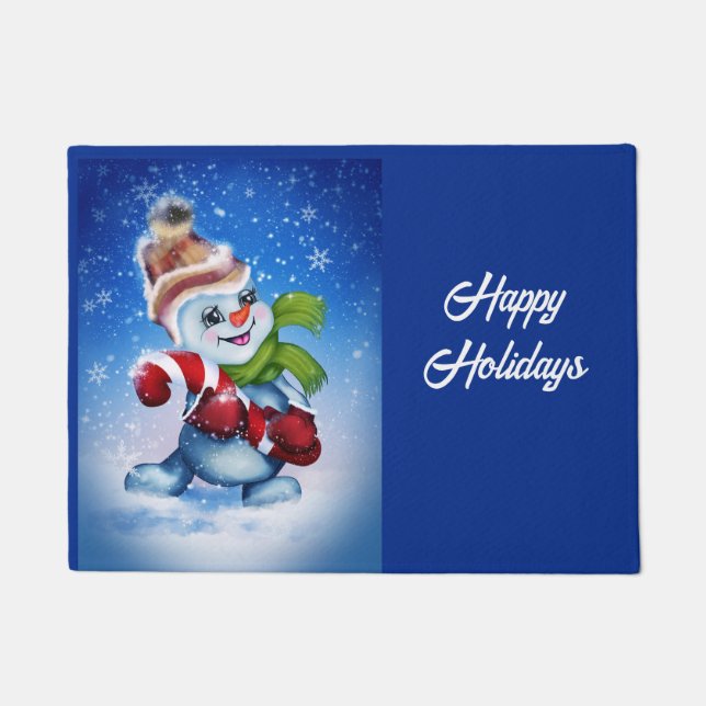 Felpudo Un hombre de nieve festivo (Anverso)