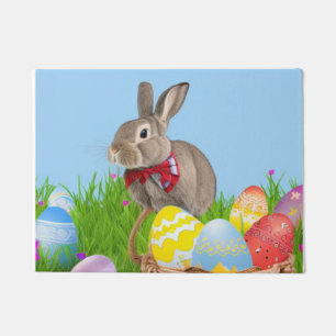 Felpudo Un lindo conejo de Pascua para un ánimo positivo