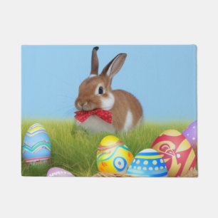 Felpudo Un lindo conejo de Pascua para un ánimo positivo