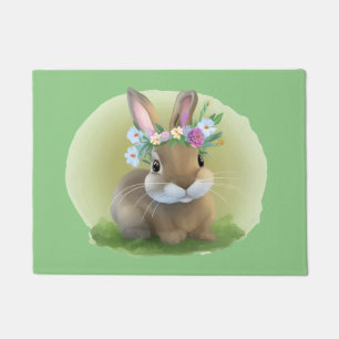 Felpudo Un lindo conejo de Pascua para un ánimo positivo
