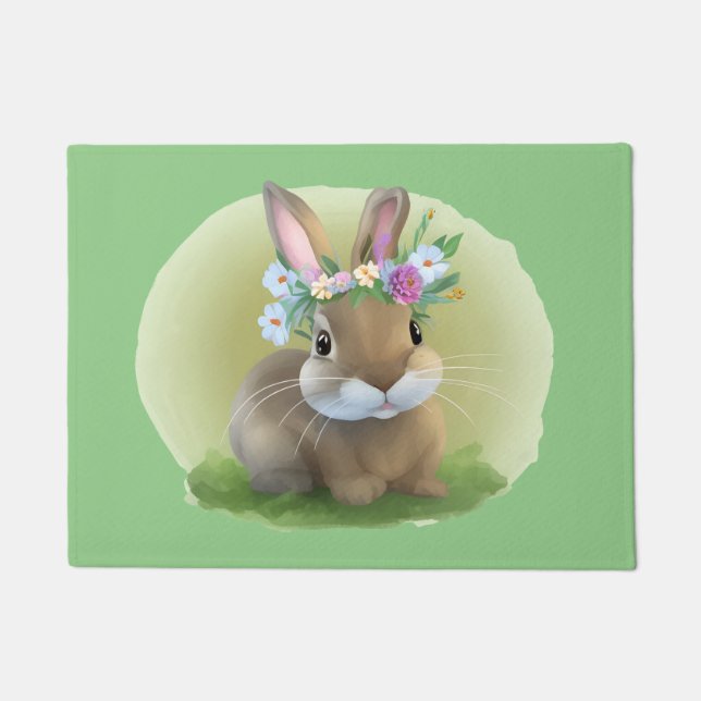 Felpudo Un lindo conejo de Pascua para un ánimo positivo (Anverso)
