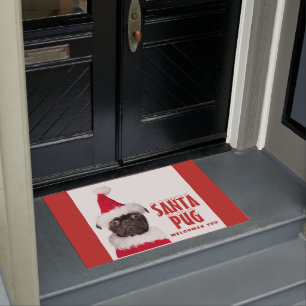 Felpudo Un moreno negro en los Navidades de Santa Hat