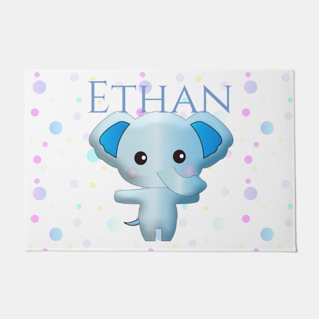 Felpudo Un pequeño elefante azul (Anverso)