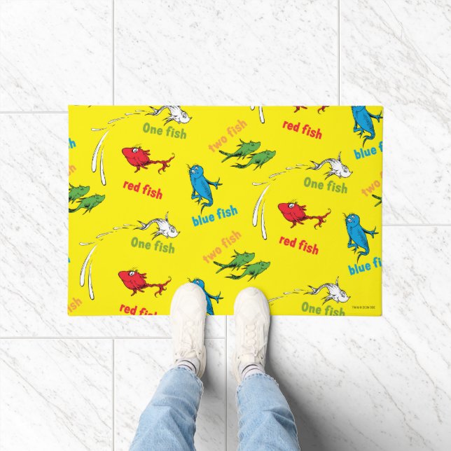 Felpudo Un pez dos peces patrón amarillo (Interior)