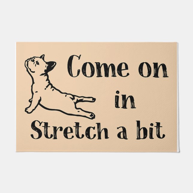 Felpudo Un poco más al ritmo, Bulldog francés de yoga (Anverso)