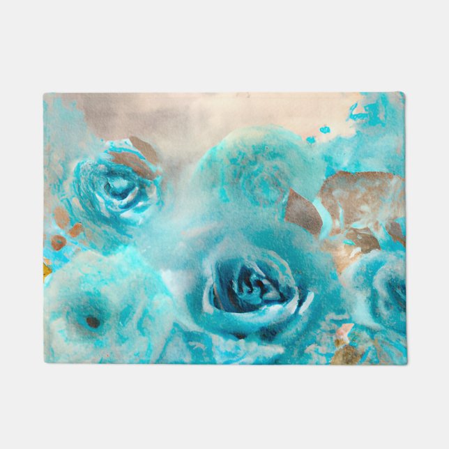 Felpudo Un Shabby azul Chic Ephemera Design Series 7 (Anverso)