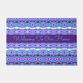 Felpudo Una atractiva estera de puertas con patrones azul