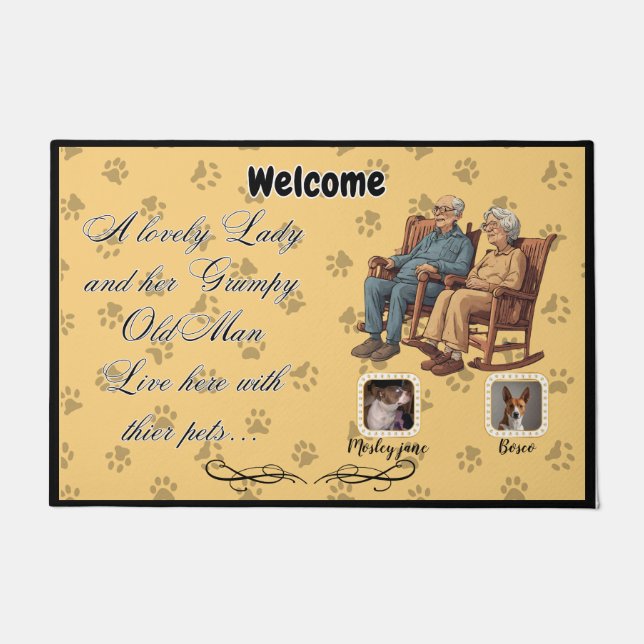 Felpudo Una dama encantadora y un anciano gruñón (Anverso)