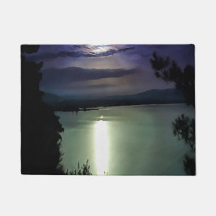 Felpudo Una Luna Llena Reflexionando Sobre El Arte Náutico