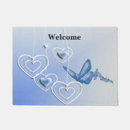 Felpudo Una mariposa y corazones