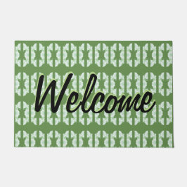 Felpudo Una Puerta Verde Con Un Patrón De Bonito