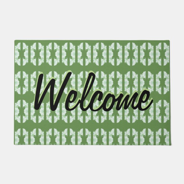 Felpudo Una Puerta Verde Con Un Patrón De Bonito (Anverso)