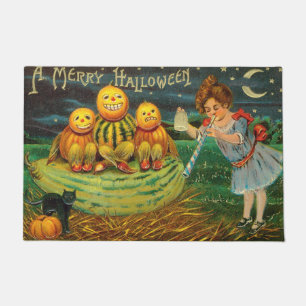 Felpudo Una tarjeta vintage caprichosa y alegre de Hallowe