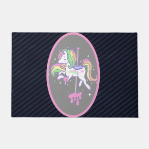 Felpudo Unicornio arcoiris con espalda rayada