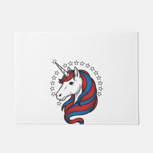 Felpudo Unicornio Patriótico Diseño Vectorial de Grabado V