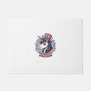 Felpudo Unicornio Patriótico Gráfico de Grabado Vintage_1
