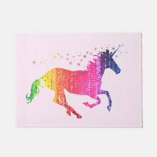 Felpudo Unicornio rosa arcoiris