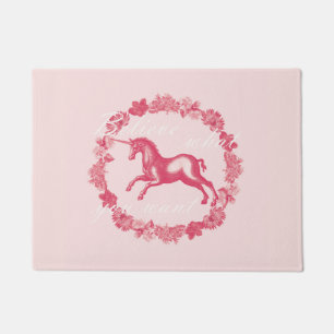Felpudo Unicornio rosa y flores