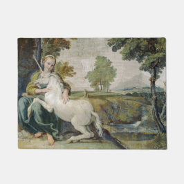 Felpudo Unicornio y una joven mujer (por Domenichino)