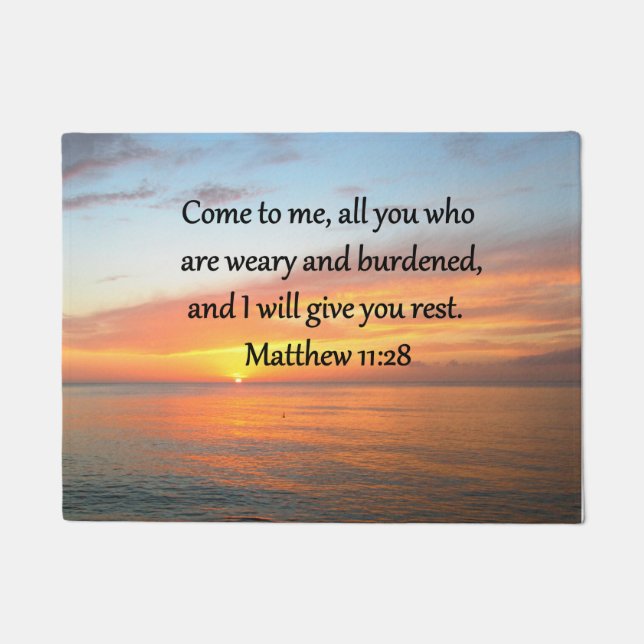 FELPUDO UPLIFICACIÓN DE MATTHEW 11:28 SCRIPTURE VERSE SUNR (Anverso)
