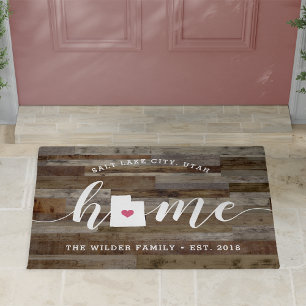 Felpudo Utah Home State Personalizado Wood Look
