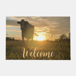 Felpudo Vaca al atardecer Bienvenida Doormat