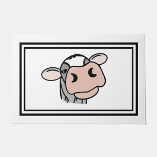 Felpudo vaca de dibujos animados negra blanca rosa beso gr