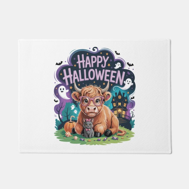 Felpudo Vaca de Halloween Cute Highland (2) (Anverso)