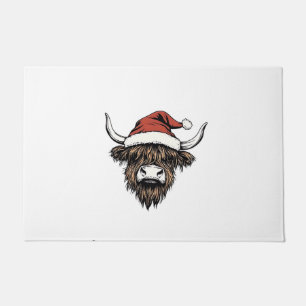 Felpudo Vaca de las Tierras Altas Navidad Xmas Santa Lanud
