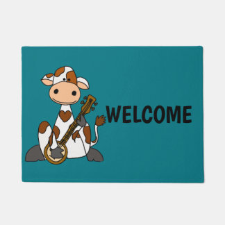 Felpudo Vaca divertida que juega el dibujo animado del