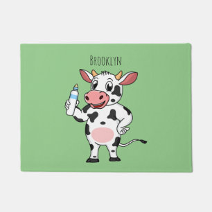 Felpudo Vaca feliz con personalizado de biberón 