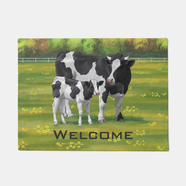 Felpudo Vaca Holstein y ternera en salsa de verano (Anverso)