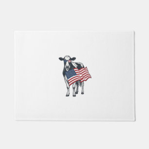 Felpudo Vaca Patriótica Bandera Americana Diseño de Grabad