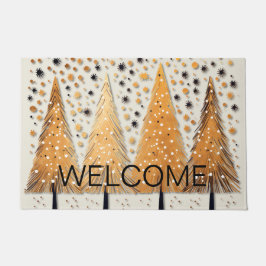 Felpudo Vacaciones de los Árboles de Navidad brillantes co