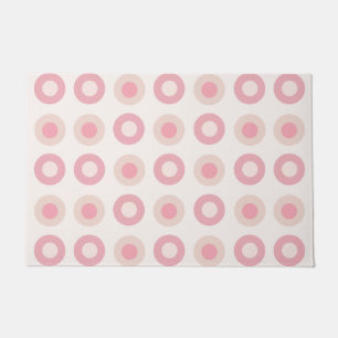 Felpudo Vainilla rosa de los puntos retro de mediados del 