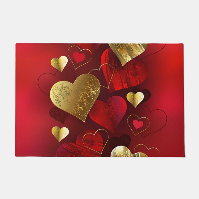 Felpudo Valentinas doradas y rojas (Anverso)