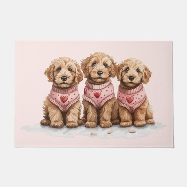 Felpudo Valentine Goldendoodle Dogs (Anverso)