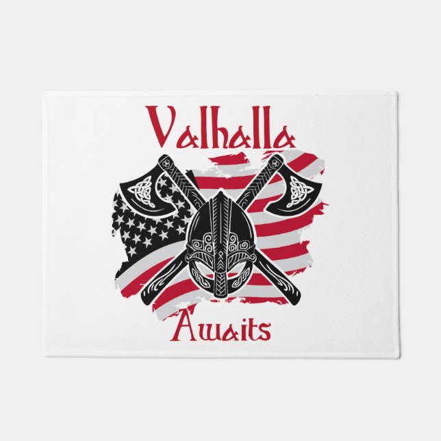 Felpudo Valhalla Awaits - Bandera estadounidense (Anverso)