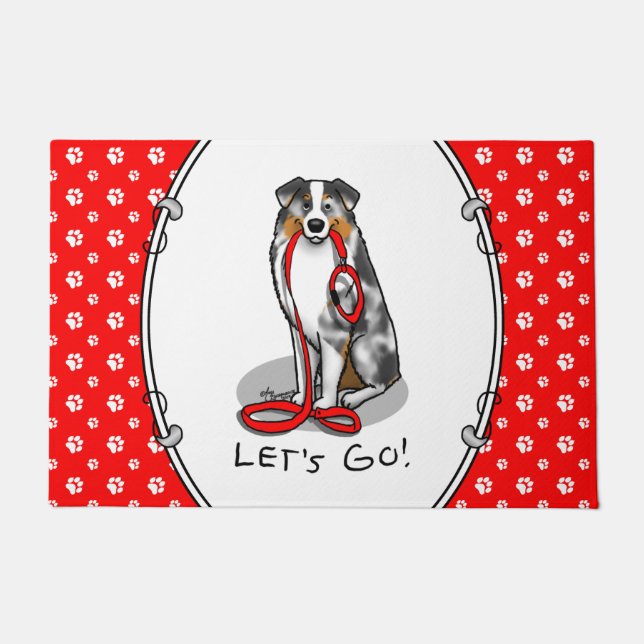 Felpudo ¡Vamos! Pastor australiano (azul merle tan/w 1) (Anverso)