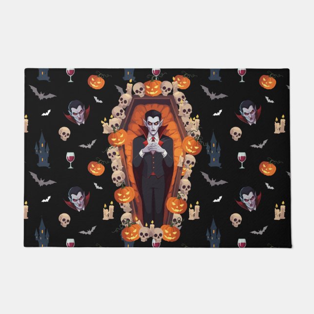 Felpudo 🦇 Vampiro gótico Negro Doormat 🖤 🎃 (Anverso)