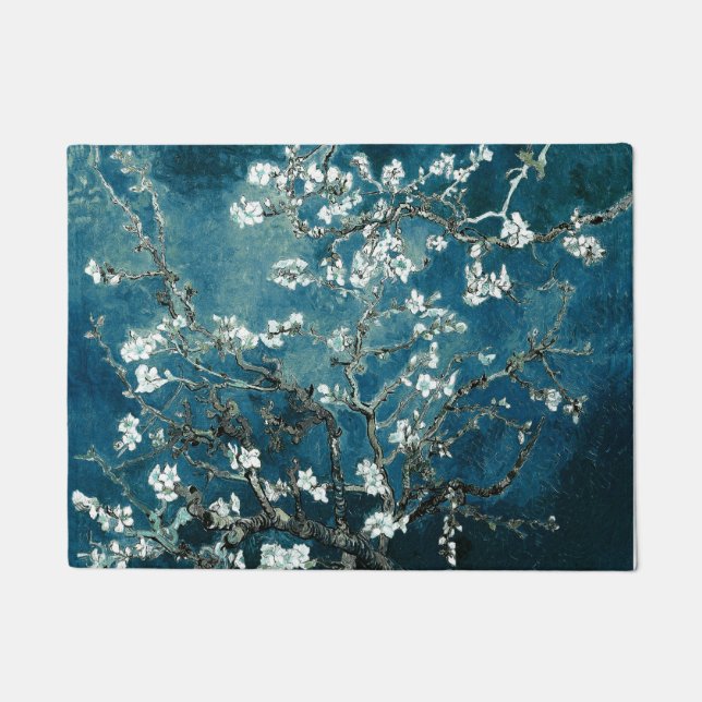 Felpudo Van Gogh Almond Blossoms Oscuro Verde azulado (Anverso)