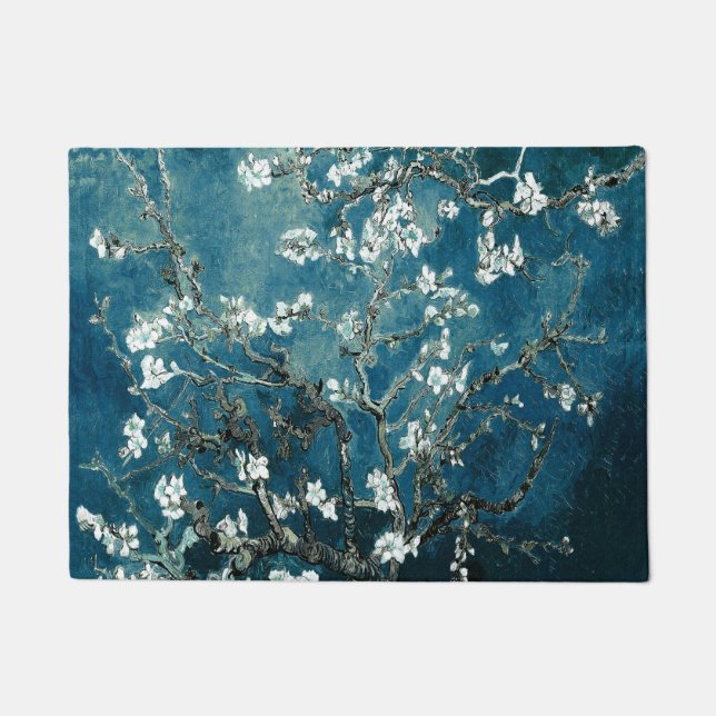 Felpudo Van Gogh Almond Blossoms : Verde azulado oscuro (Anverso)