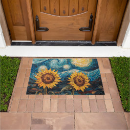Felpudo Van Gogh girasoles y noche estrellada