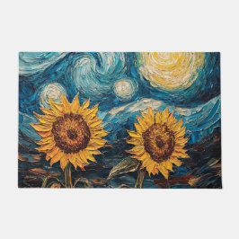 Felpudo Van Gogh girasoles y noche estrellada