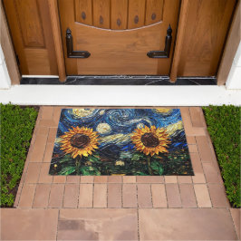 Felpudo Van Gogh girasoles y noche estrellada